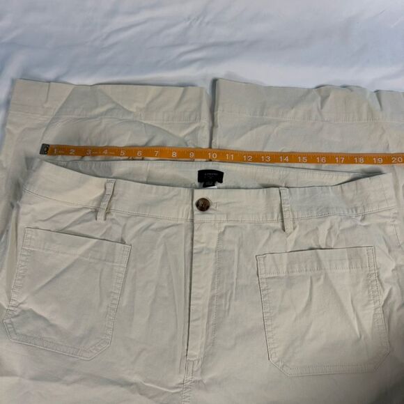 J Crew High Rise Patch Pocket Wide Leg Natural Pant Size 35 Linen Blend Stretch - Picture 6 of 11